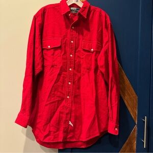 Men’s Polo by Ralph Lauren Bright Red 100% cotton flannel like Shirt. Size L